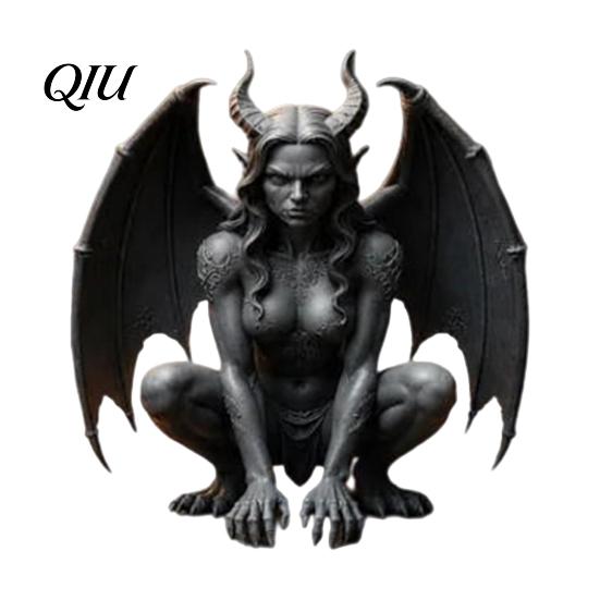 Dark Fantasy Home Decor Gargoyle Figurine, Medieval Winged Statue, Resin Gothic Office Ornament Horn Demon for Bookshelf Desk Architectural Figure