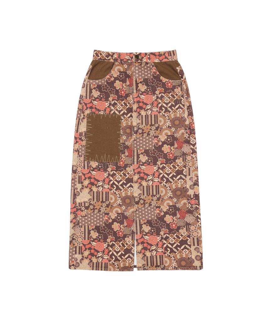 Sculpter Sundry Patchwork Maxi Skirt Brown