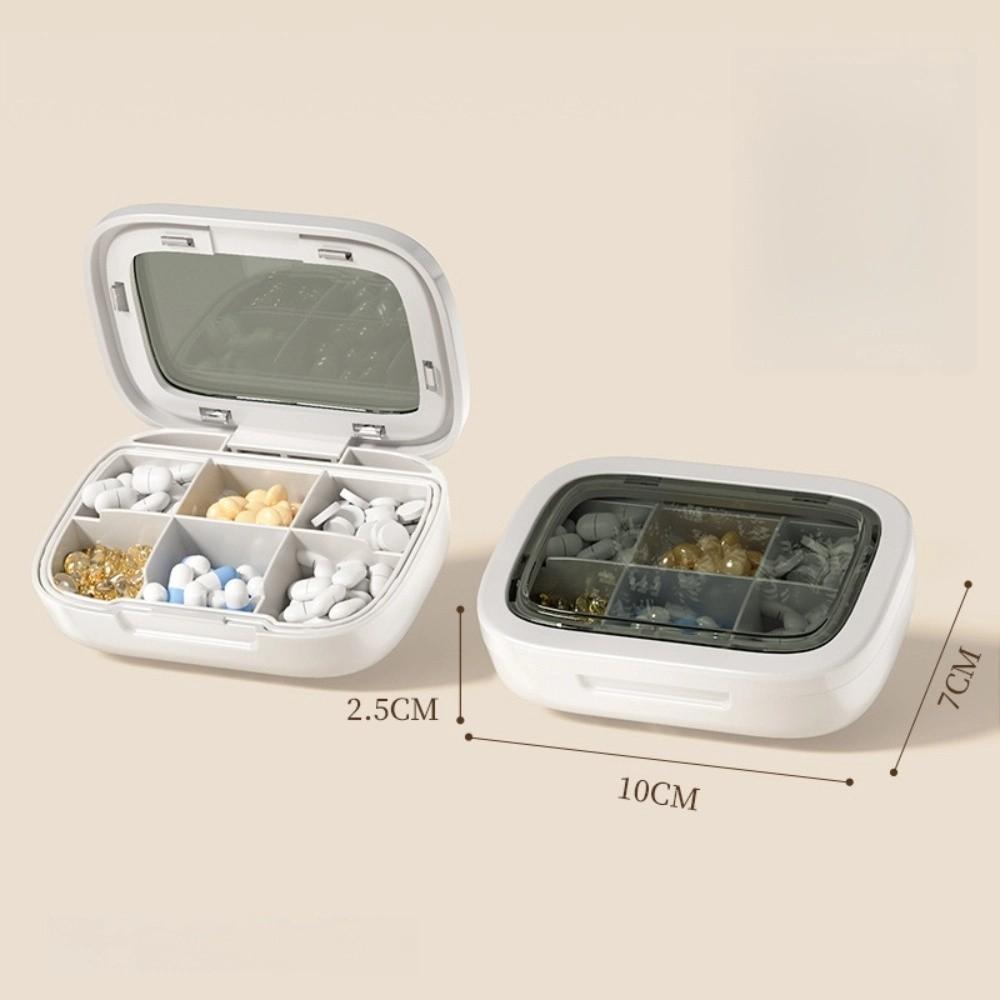 

Органайзер для таблеток с 4/6 отделениями, водонепроницаемый органайзер для лекарств, мини-контейнер для таблеток для витаминов 6 Grids-White