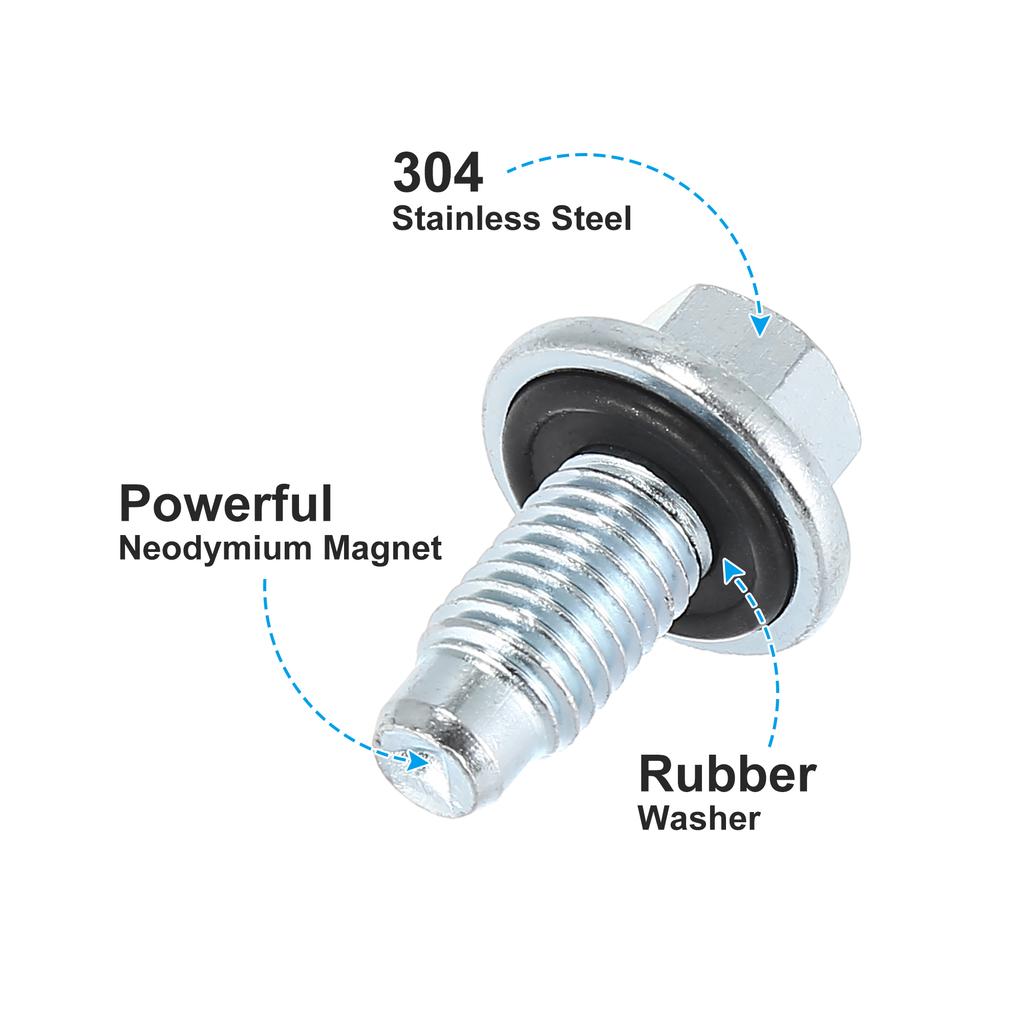 X Autohaux M12 x 1.75 Engine Oil Drain Plug Screw with Steel Seal Ring Replacement for Buick 1/2/4Pcs Oil Drain Plugs 3