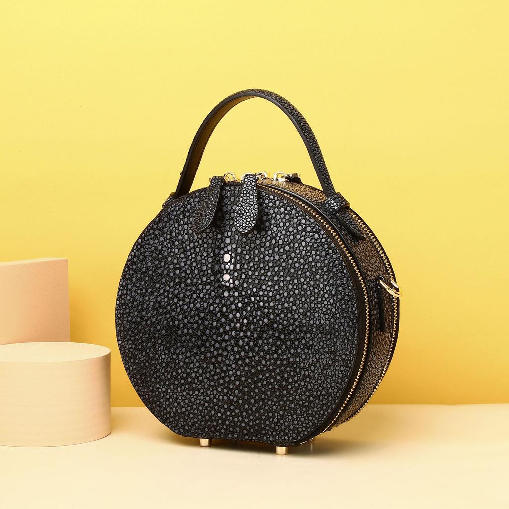 Smooth Pearl Fish-patterned Small Round Bag, Classic Ladies' Handbag, Single-shoulder Crossbody Bag, Fashionable Women's Bag
