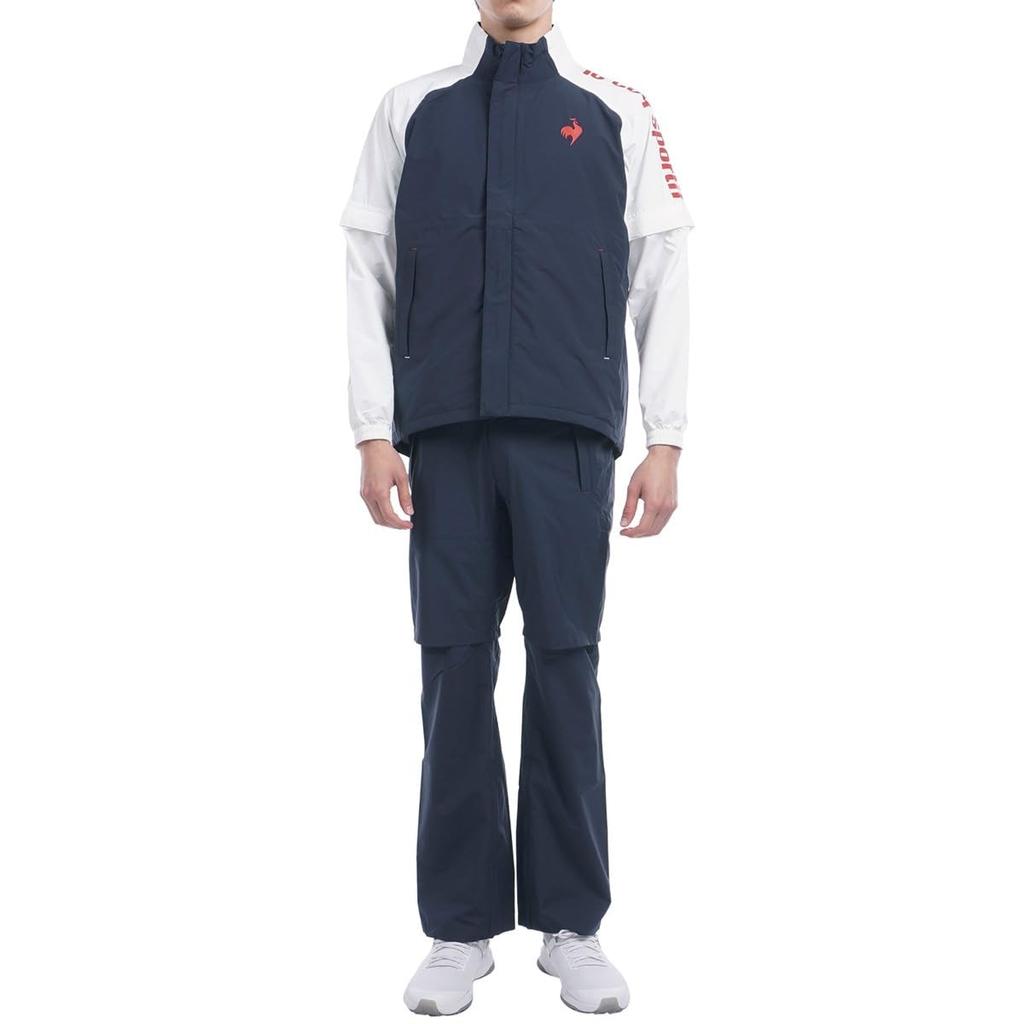 Coq Sportif Rain Wear Top and Bottom Detachable Storage Bag Light QGMXJH00W NV00 3L [Le Golf] [Stretch Forcer] Set, Sleeves, Ventilation, Included,