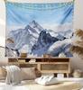 Snowy Mountain Landscape Tapestry Wall Hanging Aesthetic Boho Nature Decor Blue Alpine Scenery Artwork for Living Room Bedroom H