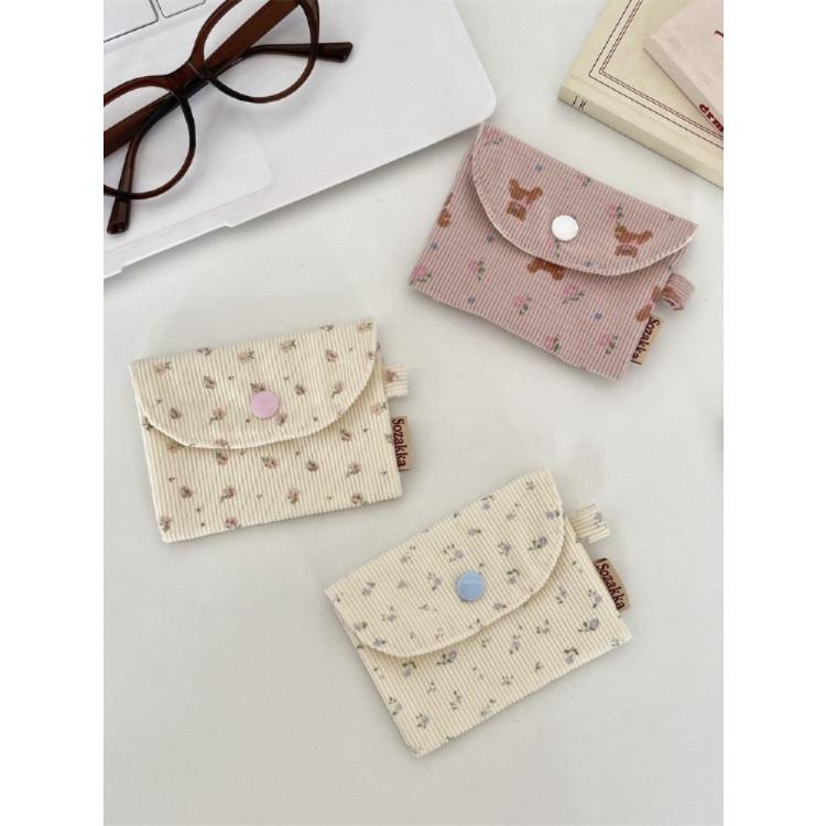 Corduroy Small Coin Wallet  Card Case  Coin Storage  Student Wallet  Card Case  ID Card Bag