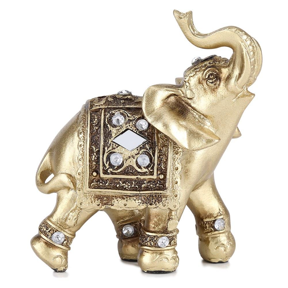 

Gold Color Elegant Elephant Statue Ornament Figurine Home Office Decor Gift Type 1