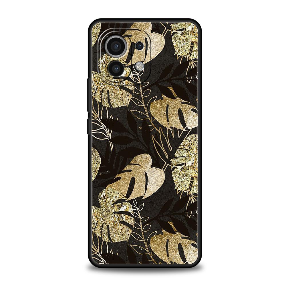 

Gold Foil Art Phone Case for Xiaomi Mi 14 13 12 11 Ultra 13T 12T Poco C51 F3 F4 F5 X3 X4 NFC M3 Pro Lite 5G Silicone Cover Capas Xiaomi 12T Pro