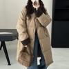 Korean Fashion Oversized Long Coat Women Winter Elegant Casual Thick Warm Padded Overcoat Solid Cotton Zipper Jacket Ladies Coats