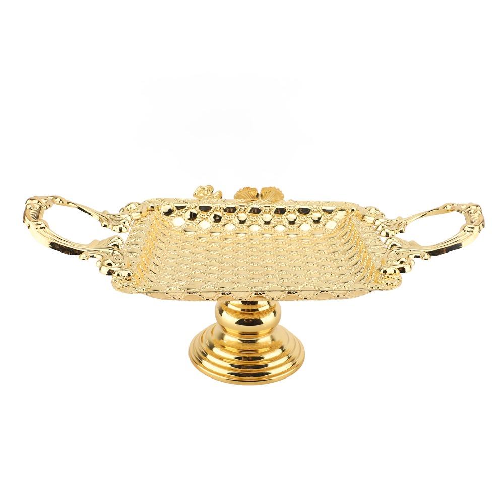 2pcs Alloy Dessert Serving Tray With Base Handle Cupcake Display Stand Wedding Celebration