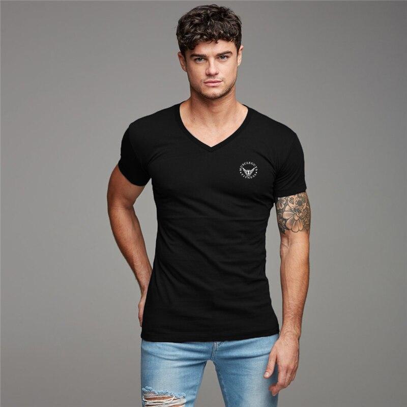 Muscleguys Nové bavlněné tričko s krátkým rukávem značky Tide Pánské letní potisk s polovičním rukávem Evropský a americký fitness top ležérní