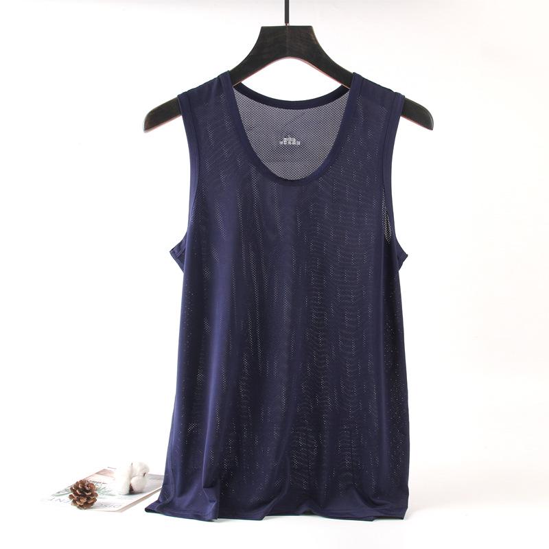 Men's Quick-Dry Ice Silk Mesh Tank Top: Trendy Loose Fit, Sleeveless, Plus Size Fitness Vest.