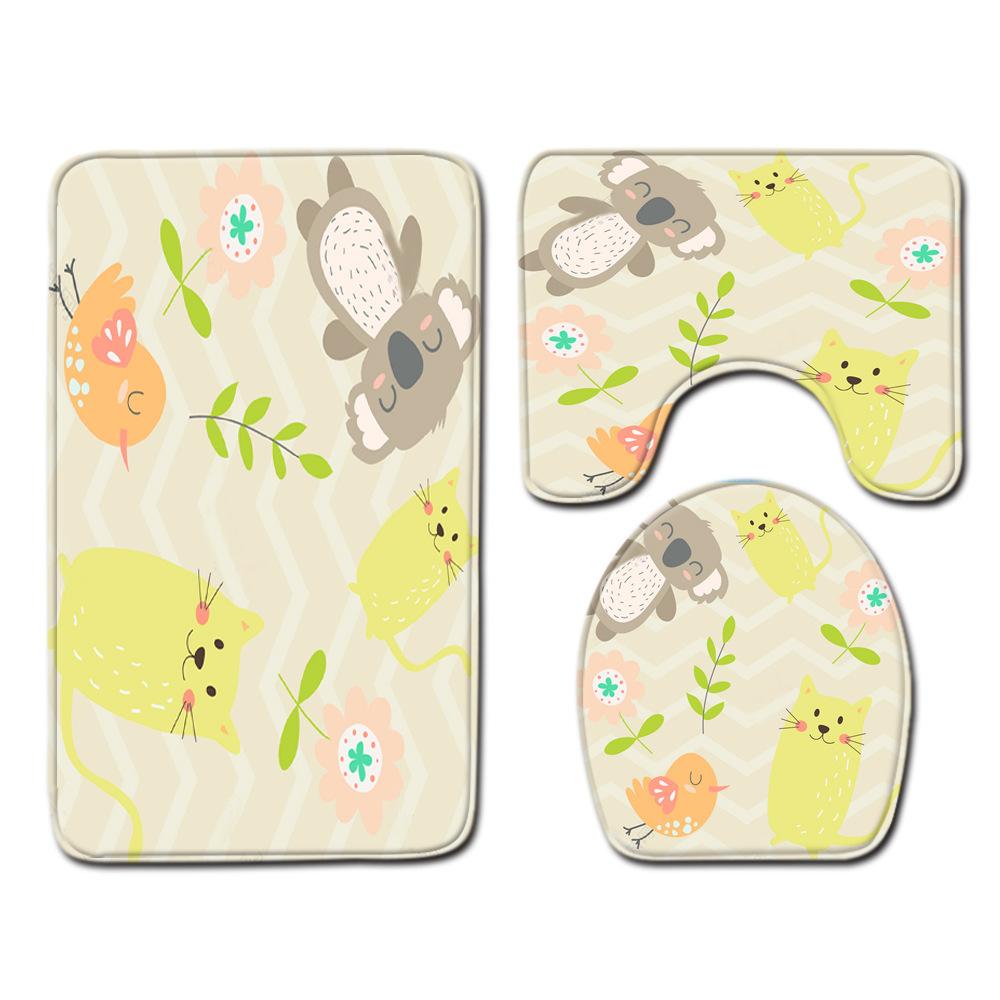 Textured Toilet Three-Piece Floor Mat Bathroom Three-Piece Carpet Doormat