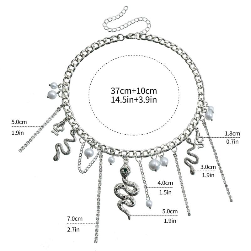 Elegant Snake Pearls Pendant Necklace Fashionable and Unique Statement Jewelry Tassels Necklace Present for Women Girls