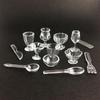 13Pcs/Set Mini Transparent Kitchenware Toy Drink Cups Dish Plate Tableware Miniatures Diy Pretend Play Mini Plastic Cup Toy