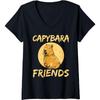 Womens Capybara Friends Capybaras Rodent Lover Animal V-Neck T-Shirt