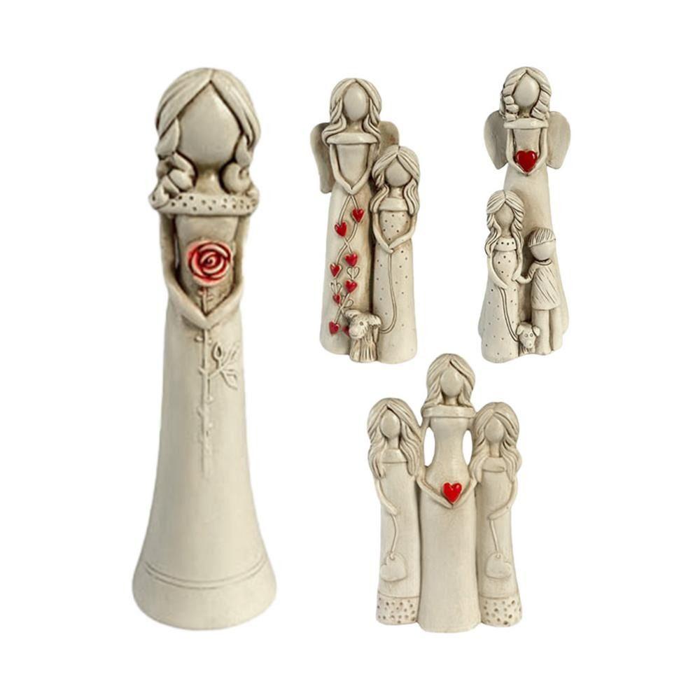 Handmade Family Angel Figurines Cartoon Garden Parent-child Statue Angels Resin Statue  Home Decor