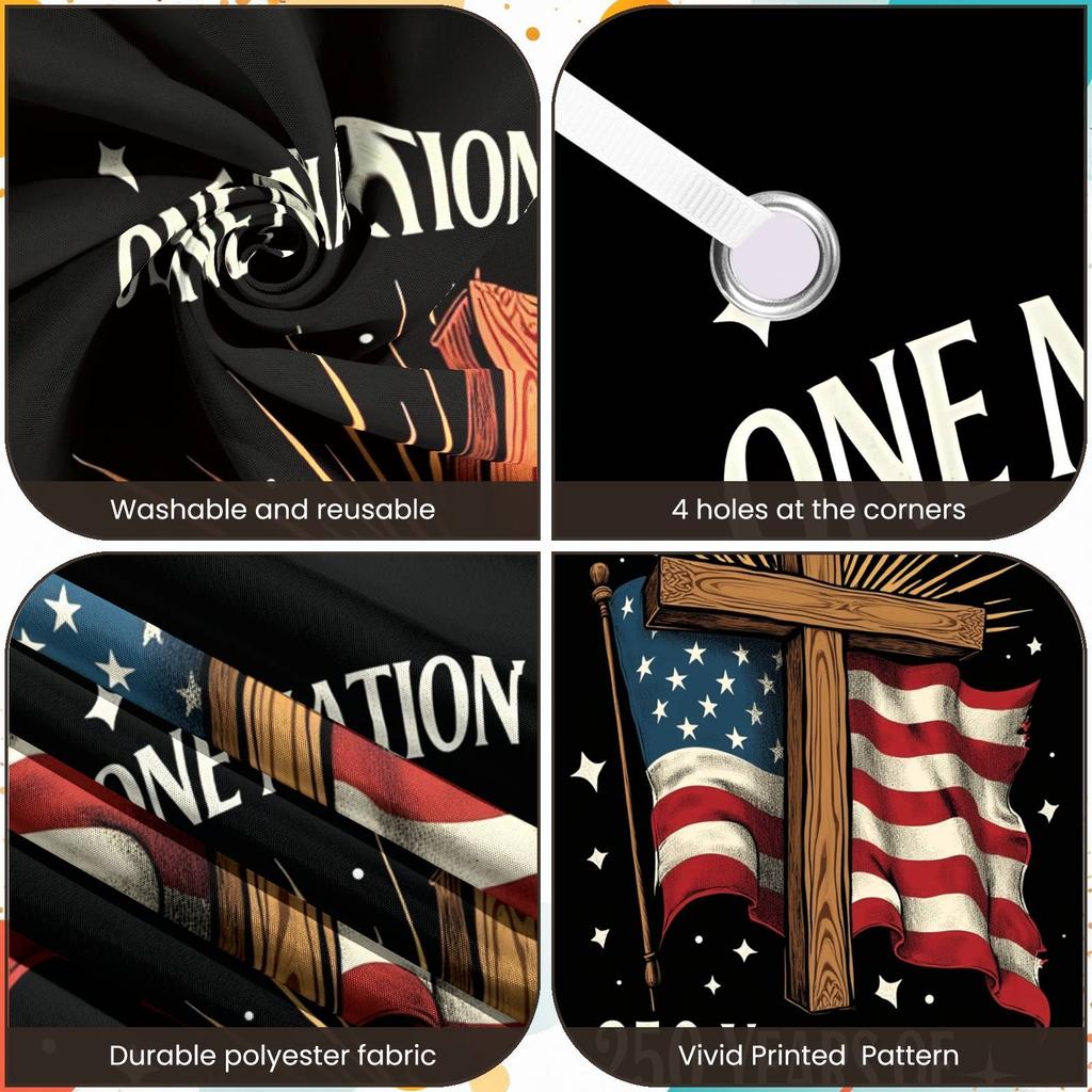 National Milestone Banner Ornate Bottom Trim Patriotic Celebration Banner National Commemoration Display For Church National