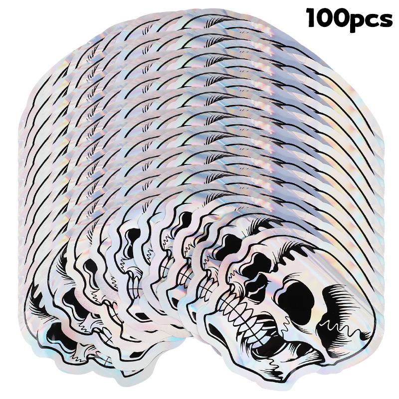 10-100Pcs Halloween Skull Candy Cookie Bag Laser Self Sealing Gift Packaging Bag Plastic Pouch Kids Trick or Treat Party Favors