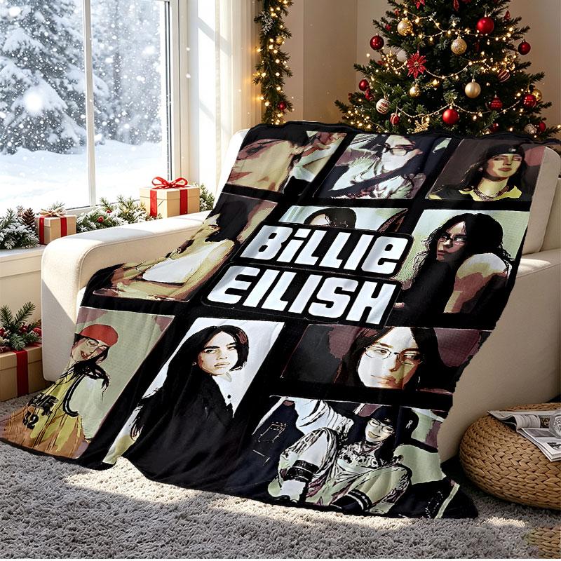 Billie Eilish Pattern Blanket for Home Decoration, Bed, Sofa, Car Travel, Camping, Suitable for All Seasons, Birthday Christmas Gift