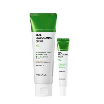 WELLAGE Real Cica 95 krém 80 ml + Bonus 20 ml – Korejská zklidňující sada s Cica. Zklidňující, Hydratační, Obnova kožní bariéry – K-Beauty Trendový dárek