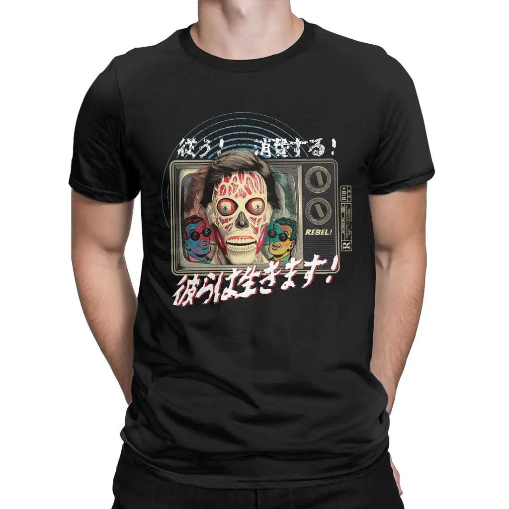 They Live Brainwashed Horror Cool Graphic Gift Sheeple Orwellian shirt Novelty Cotton Short Sleeve T Shirts Unique Clothes