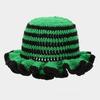 Korean Version Solid Color Cute Hat Autumn And Winter Hat Lace Up Woolen Hat Ruffle Edge Casual Knitted Fisherman Hat