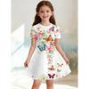 Dress for Girls Beautiful Butterfly Short Sleeve Dress Summer Loose Girls' Casual Dress Round Neck Hot Sale Girl Clothes