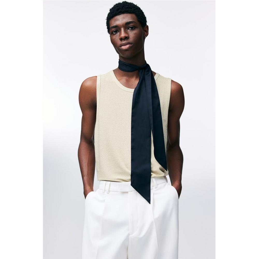 H M Metallic Sleeveless Top Regular Fit Beige
