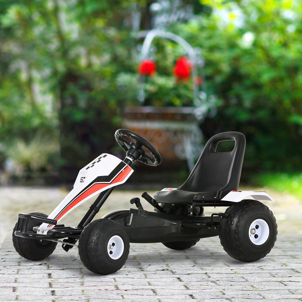 Go-Kart, Pedal Car with Adjustable Seat, Brake, Pedal Drive, Pedal Vehicle with Forward and Reverse Gear