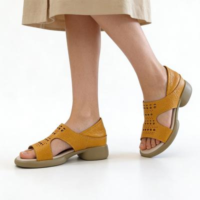 Scarpe Estive Donna 2026 Sandali in Vera Pelle Scarpe Piatte in Pelle di Mucca Punta Aperta Comode Morbide Casual per Uso Quotidiano Nero Beige Giallo Taglia Grande 41