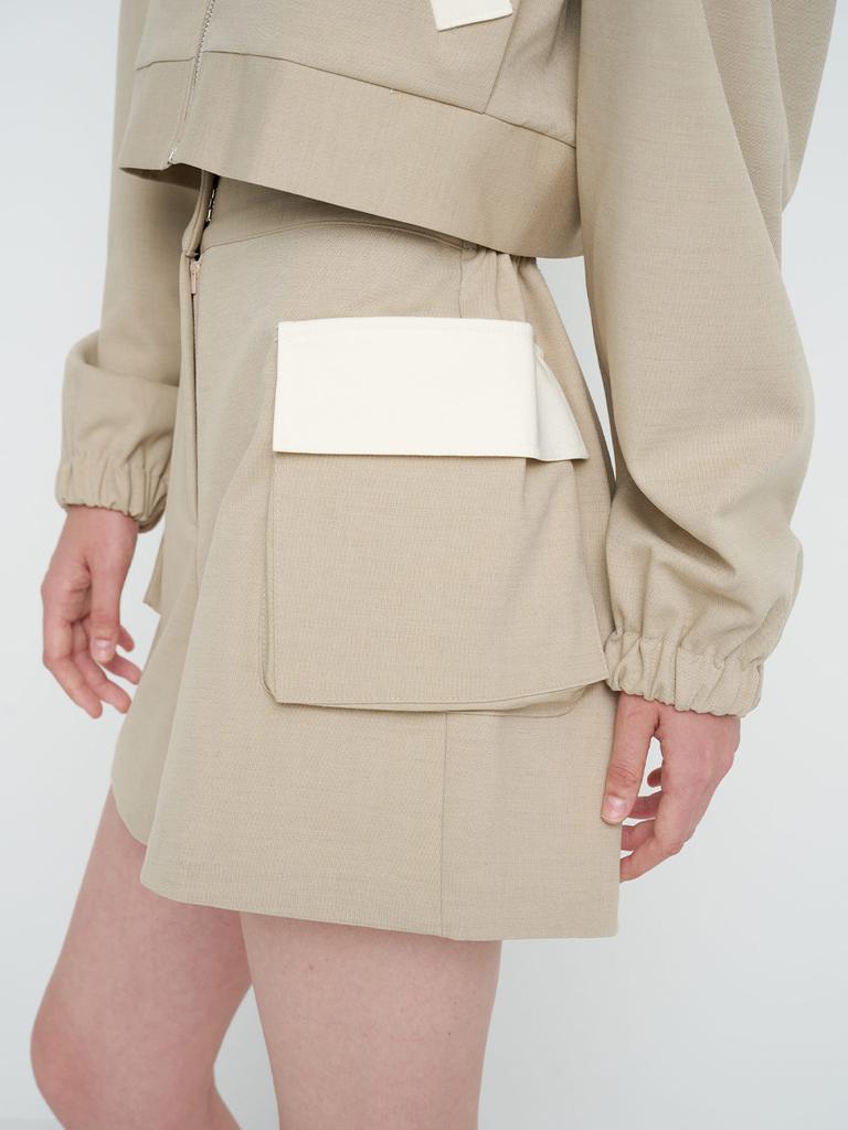 MOIFAIRE Button Wool Shorts / Begie