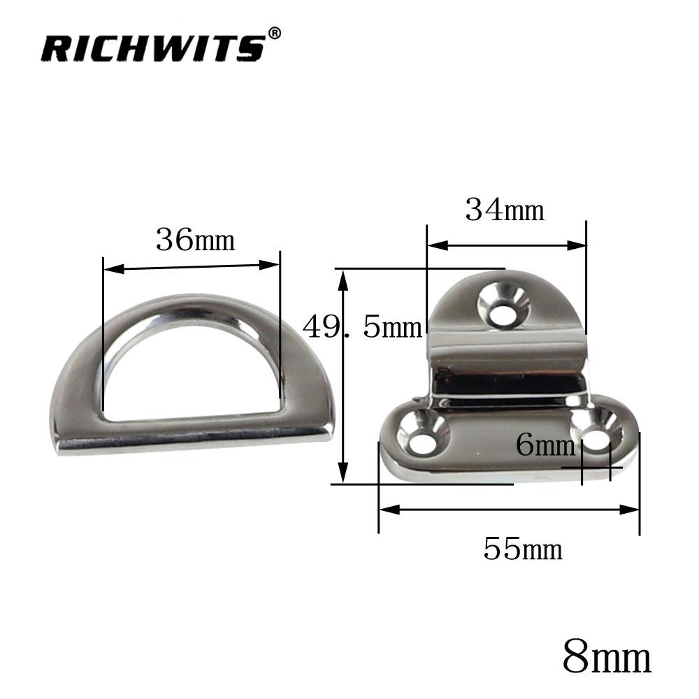 Stainless Steel 316 D-Shaped Mirror Polished Yacht Mooring Ring Deck Fitting
