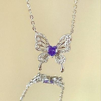 Sueño de una Noche de Verano Mariposa Morada Collar de Clavícula de Lujo para Mujer