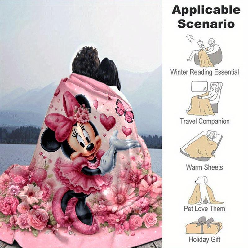 1pc Minnie Printing Blanket - Soft, All-Season Throw for Living Room, Bedroom,Personalized Gift with Adorable Cartoon Design
