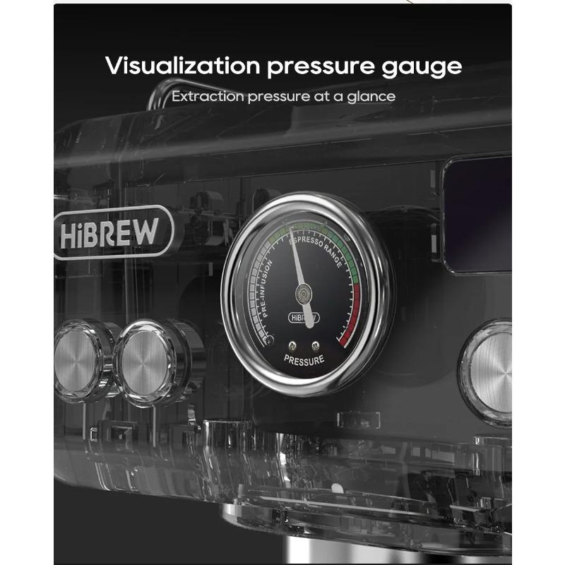 HiBREW H10A Semi-Auto Espresso Machine - 20Bar Pump (Rich Crema), 58mm Portafilter, Temp Adjustable, Stainless Steel, Cold/Hot for Home/Office