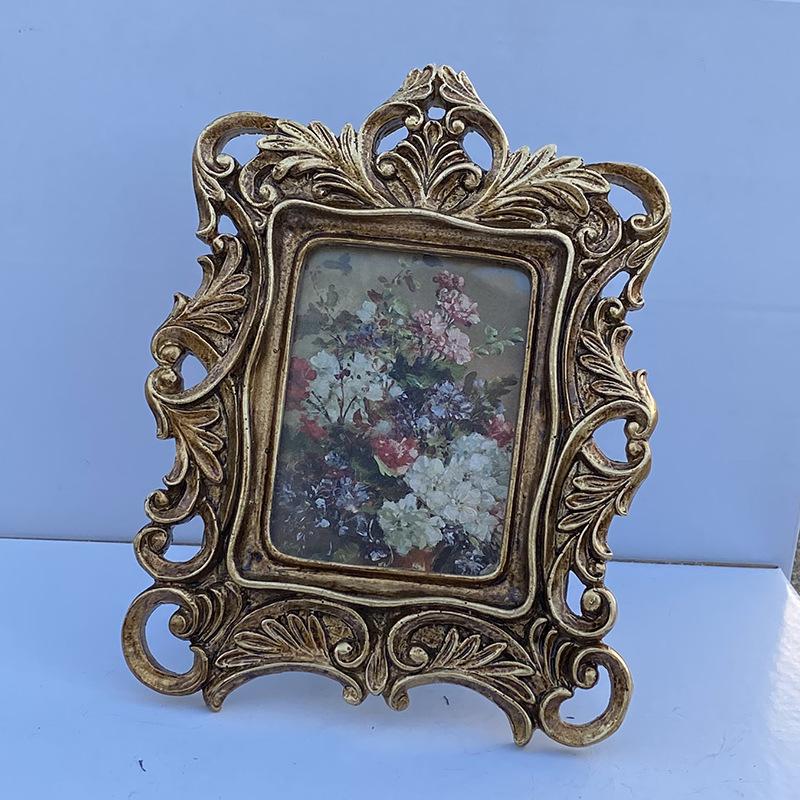 1 Peça Porta-Retrato Estilo Retro Francês Resina Esculpida Porta-Retrato de Casamento Decoração para Pendurar na Parede Decoração de Casa