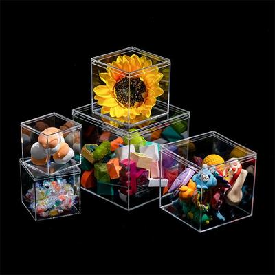 Transparent Acrylic Display Box with Lid - Dustproof Square Storage for Figures, Wedding Candy, and More.