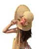 Handmade Grass Woven Flower Sunshade Hat For Women'S Summer Outings At The Beach, With A Large Brim And Breathable Sun Hat
