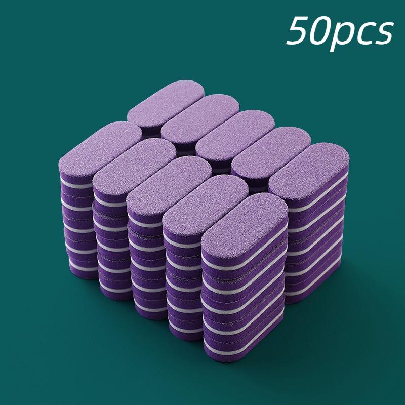50PCS Nail File Polishing Sponge Mini Small Oval Double Sided Polishing Repair Type Bean Curd Block Manicure Tool Manicure Set