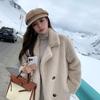 Winter Warm Thick Faux Fur Coat Women Long Trench Jacket Faux Mink Fur Collar Eco Friendly Outerwear