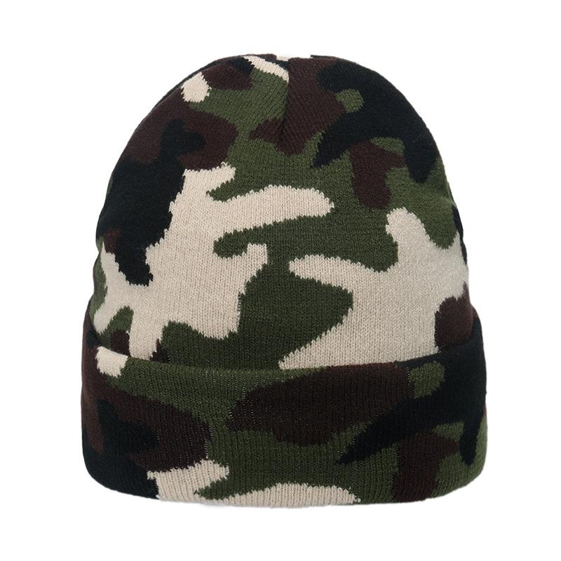 2025 Wool Hat Autumn and Winter New Outdoor Leisure Ski Hat Cold Hat Warm Jacquard Camouflage Knitted Hat Men