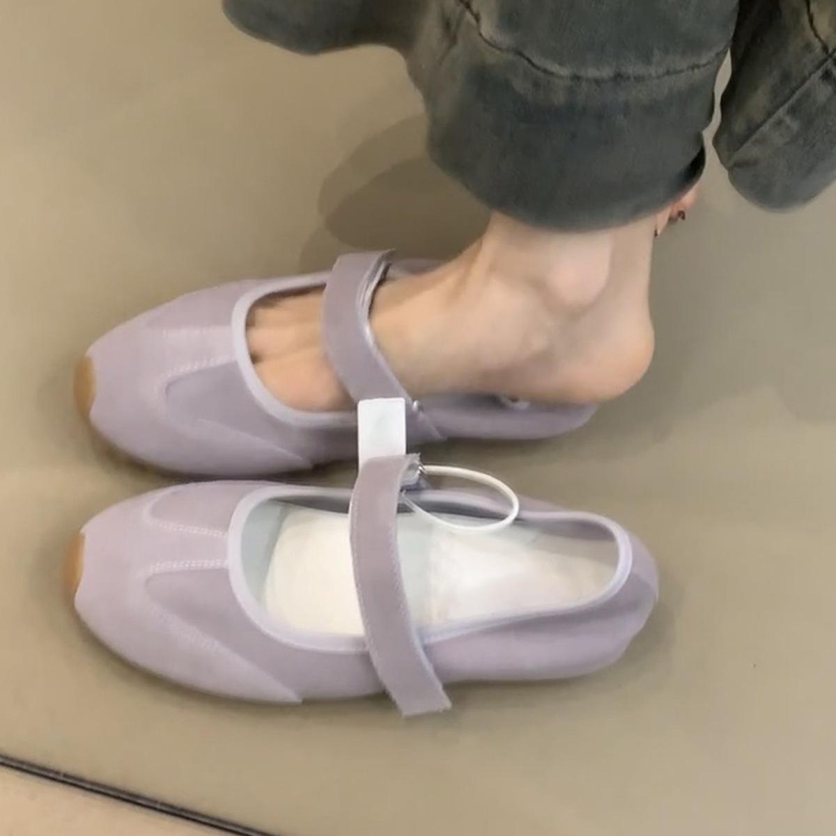 

Sports Mary Jane Shoes Velcro Casual Shoes Versatile Flat Shoes Ballet Shoes 35 фіолетовий