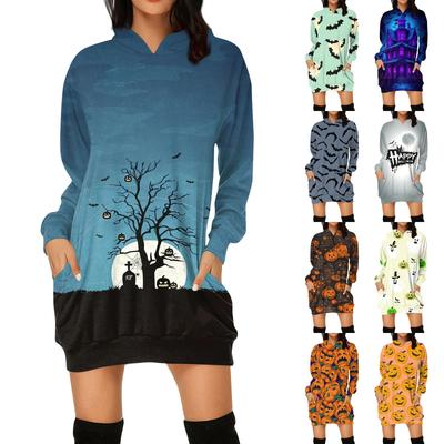 Kadın Modası Bol Kesim Günlük Cepli Uzun Kollu Kapüşonlu Baskılı Sweatshirt Üst