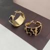 Earrings Retro Geometric Leopard Print Earrings Women'S Autumn And Winter High-End Exaggerated Niche Temperament Earrings