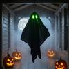 Spooky Yard Decor Halloween Hanging Ghost Outdoor Decoration, Black Fabric with Green Hallway Eyes for Outside Tree, Porch, Yard, Lawn, Haunted House