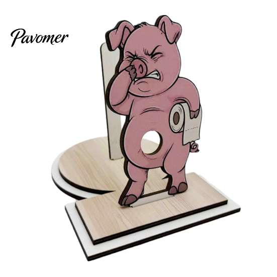 Funny Animal Toilet Roll Stand Paper Holder, Creative Shape Dispenser, Vertical Stable Tissue Unique Housewarming Gift Rack, Solid Wood for