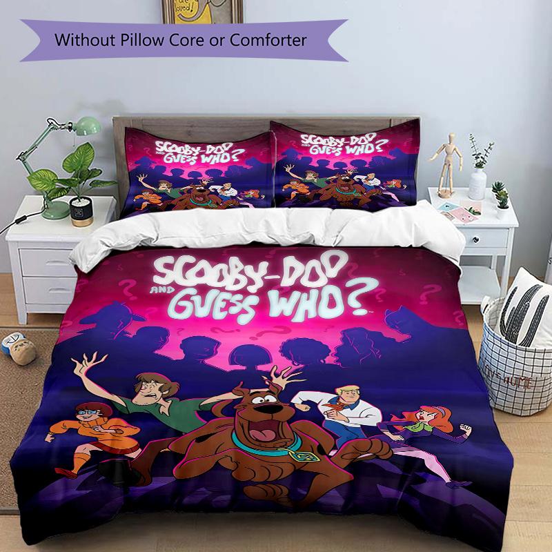 

3pcs Scooby Doo and Guess Who Quilt Set - Soft and Comfortable Bedroom, Guest Room and Dorm Decor Bedding Set 1 Quilt Cover + 2 Pillowcases. 135cm*200cm