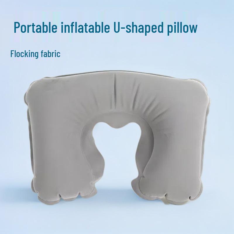 Inflatable U-Shaped Neck Pillow for Travel and Camping - Mouth-Blow, Multi-Functional, and Foldable