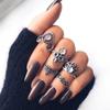 Retro Floral Carved Multi-Piece Stacking Ring Set