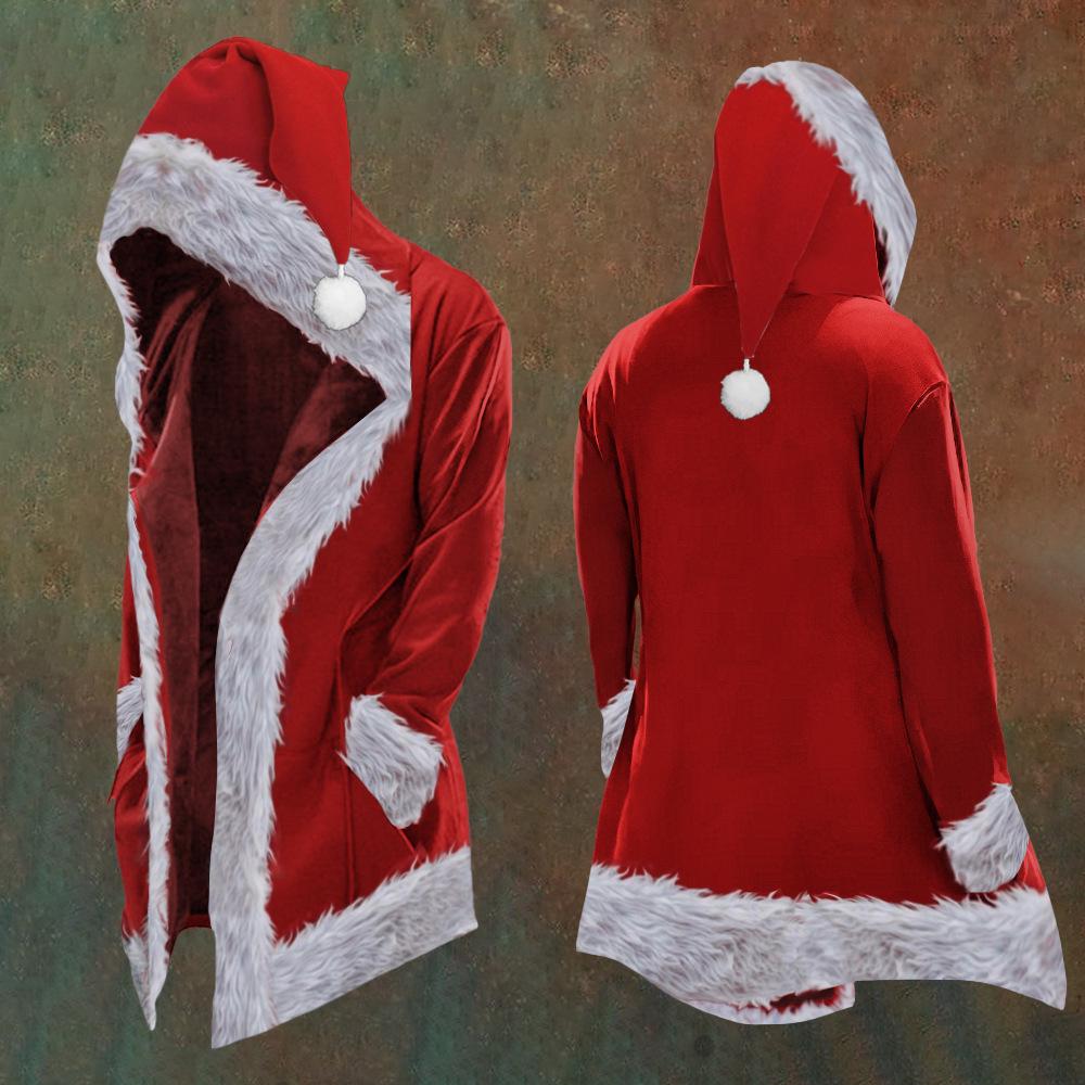 Осенне-зимняя европейско-американская флисовая толстовка с Санта-Клаусом XXXL
