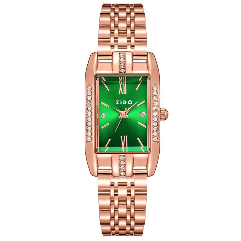 Watch Green Automatic Fashion Versatile Temperament Light Luxury Waterproof Rectangle 1308 Ladies Watch